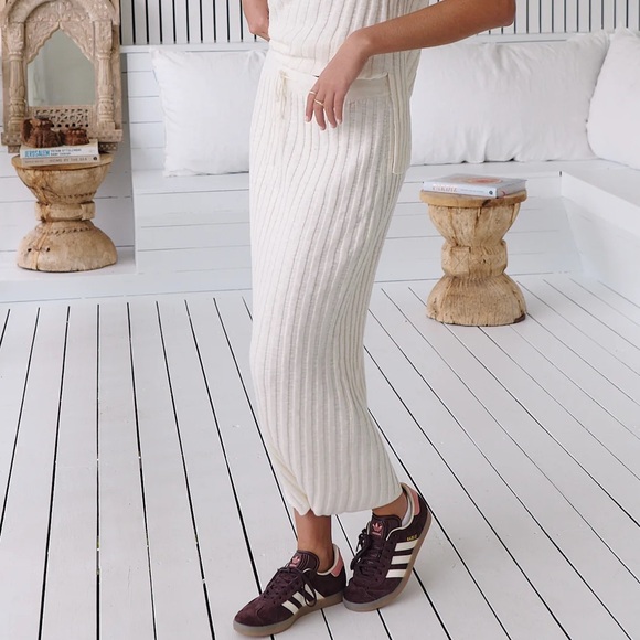 Free People Beach Veda Linen Blend Sweater Ribbed Midi Skirt – Size Medium - Picture 2 of 10